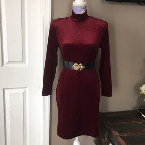 🎉Vintage Velour Burgundy Dress